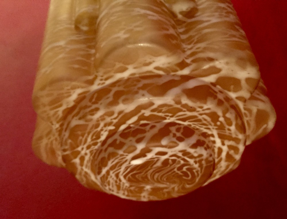 1920 Large Skyscraper Ceiling Lamp Amber Clichy Opaline View III