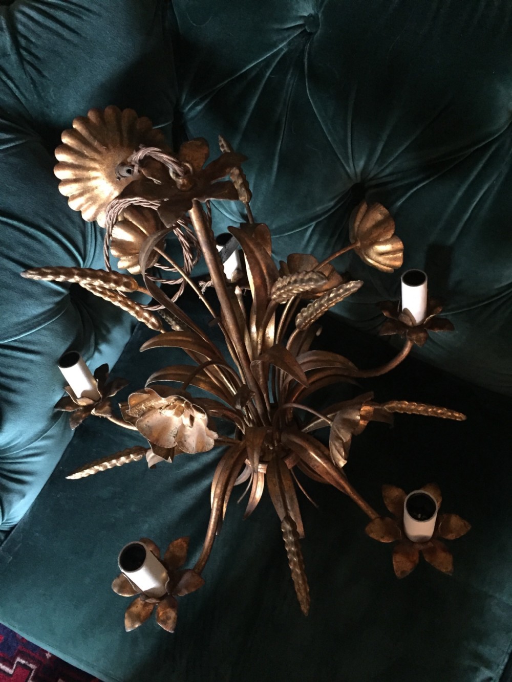 Decorative Five Branch Chandelier Wheat Sheaf View II
