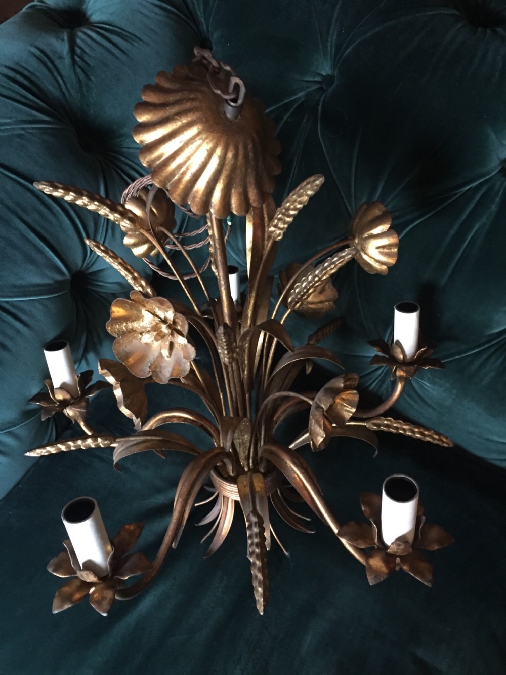 Decorative Five Branch Chandelier Wheat Sheaf View III