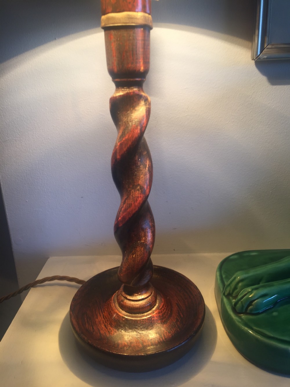 Versatile Edwardian Barley Twist Lamp Dark Oak View IV