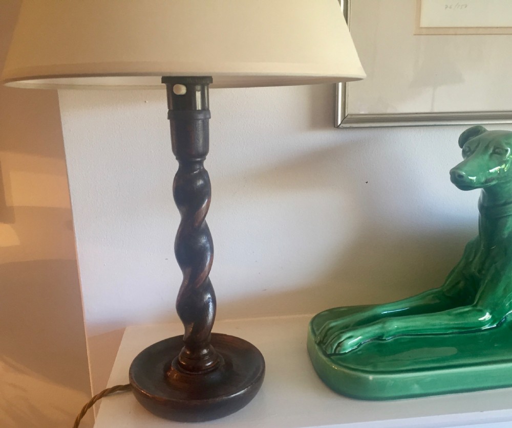 Versatile Edwardian Barley Twist Lamp Dark Oak View V