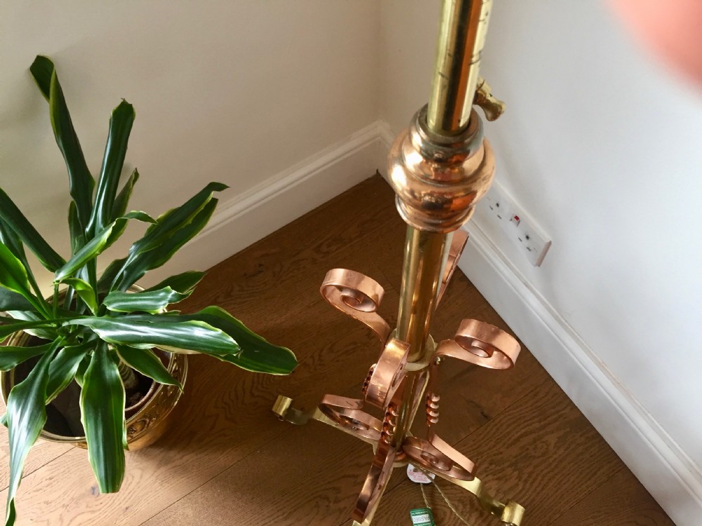 Handsome  Edwardian Standard Telescopic Articulate Lamp Brass & Copper  View V