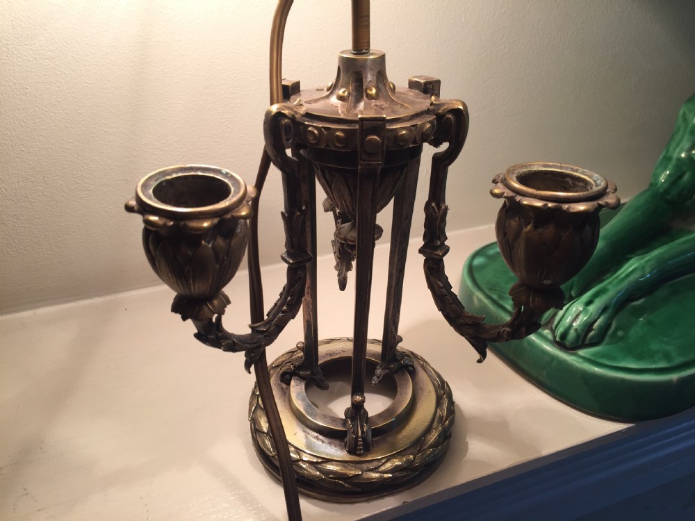 Original Napoleon III Bouillotte Desk Lamp Bronze and Green Tole View III
