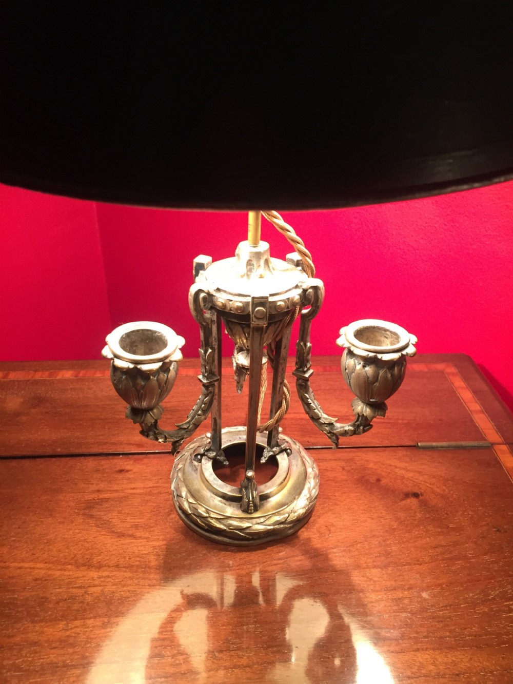 Original Napoleon III Bouillotte Desk Lamp Bronze and Green Tole View II
