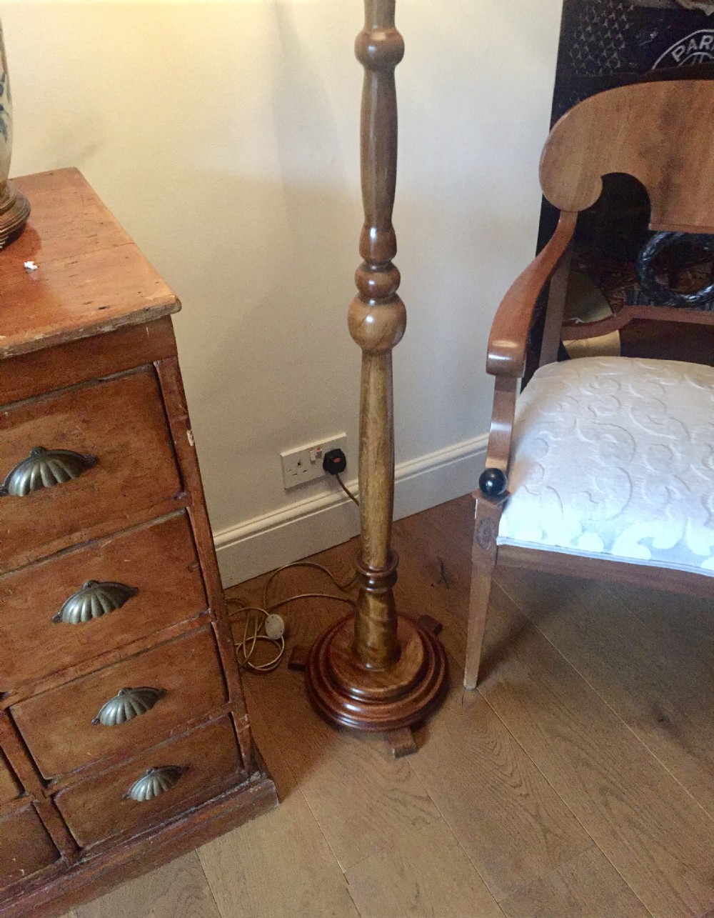 Handsome Art Deco Standard Lamp Golden Oak