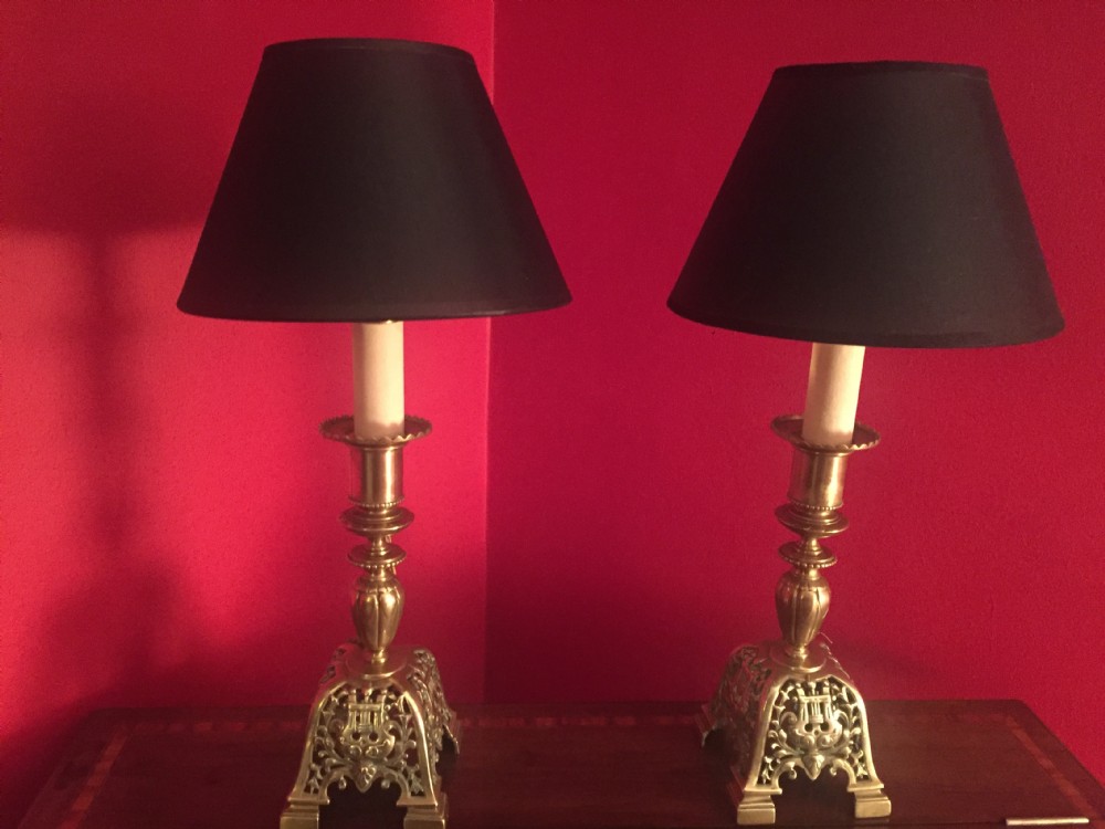 Spectacular Pair Georgian Pierced Bronze  Lamps View XIV
