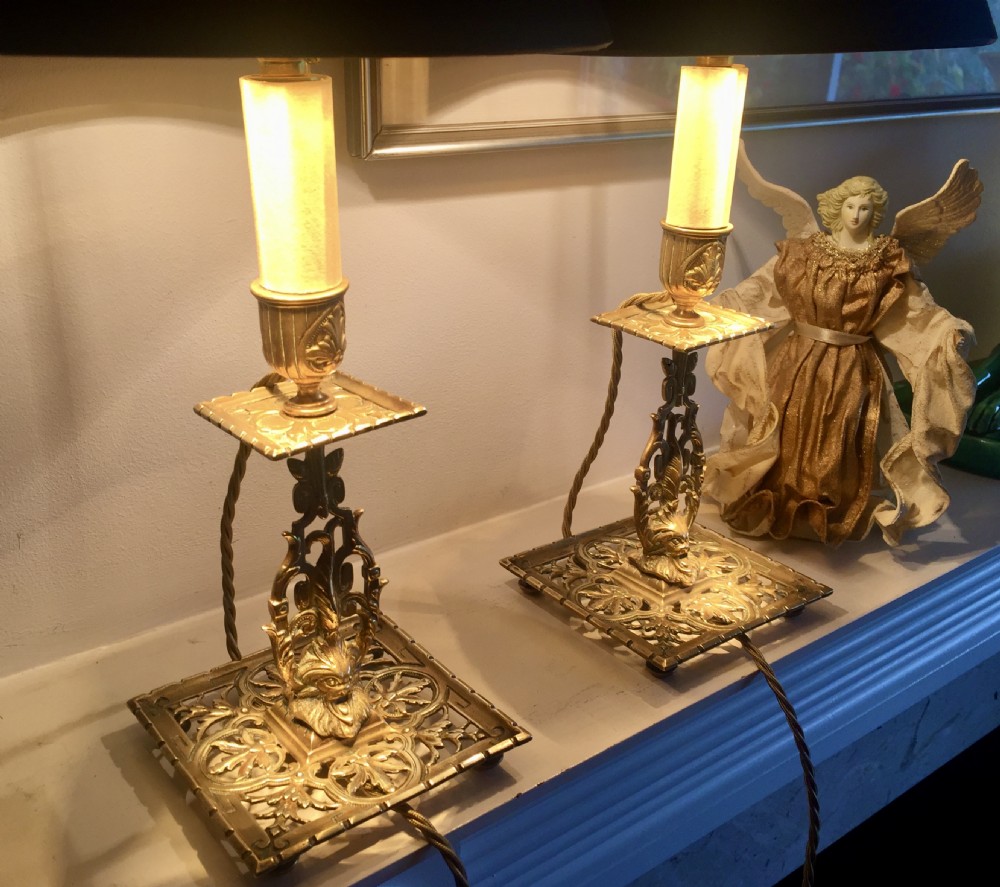 Pair Georgian Pierced Lamps Bronze View IV