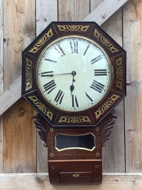 Rosewood Brass Inlaid Wall Clock
