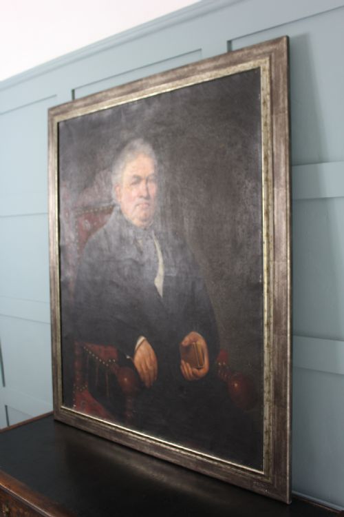 LARGE ANTIQUE PORTRAIT OF FRENCH GENTLEMAN - ADDITIONAL PHOTO 4