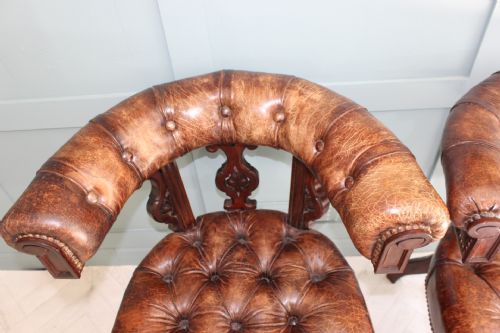 19TH CENTURY PAIR OF LEATHER LIBRARY DESK CHAIRS - ADDITIONAL PHOTO 5