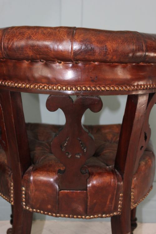 19TH CENTURY PAIR OF LEATHER LIBRARY DESK CHAIRS - ADDITIONAL PHOTO 8