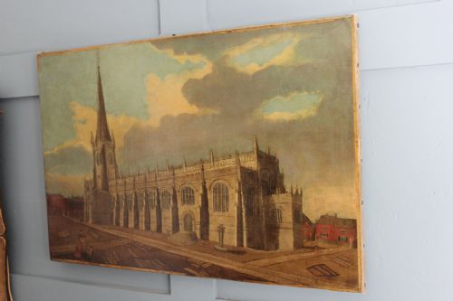 ATTRIBUTED TO JOHN CAWTHORN OIL PAINTING OF WAKEFIELD CATHEDRAL YORKSHIRE - ADDITIONAL PHOTO 2