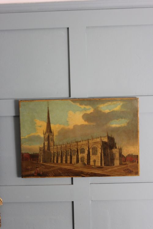 ATTRIBUTED TO JOHN CAWTHORN OIL PAINTING OF WAKEFIELD CATHEDRAL YORKSHIRE - ADDITIONAL PHOTO 3