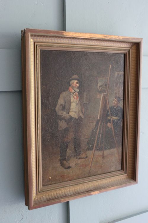 19TH OIL PAINTING INSIDE ARTIST STUDIO - ADDITIONAL PHOTO 1