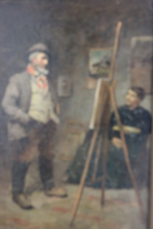 19TH OIL PAINTING INSIDE ARTIST STUDIO - ADDITIONAL PHOTO 3