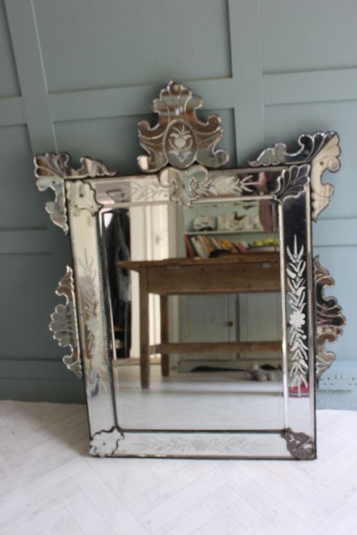 19th century antique venetian style mirror - CATEGORY: ANTIQUE MIRRORS - DATED 1890