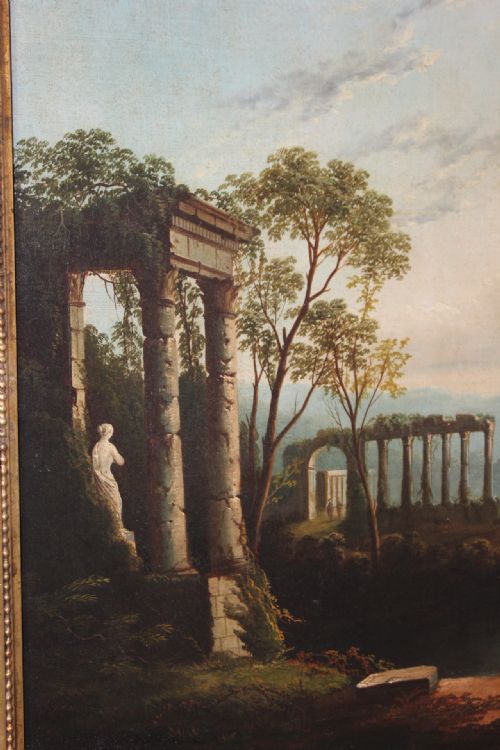 18TH CENTURY ITALIANATE CLASSICAL LANDSCAPE OIL PAINTING IN THE MANNER OF CLAUDE LORRAIN - ADDITIONAL PHOTO 2