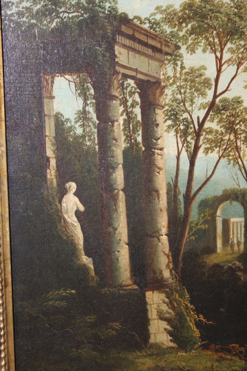 18TH CENTURY ITALIANATE CLASSICAL LANDSCAPE OIL PAINTING IN THE MANNER OF CLAUDE LORRAIN - ADDITIONAL PHOTO 6