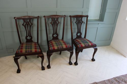 19TH CENTURY SET OF 3 MAHOGANY CHIPPENDALE STYLE DINING CHAIRS