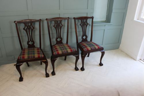 19TH CENTURY SET OF 3 MAHOGANY CHIPPENDALE STYLE DINING CHAIRS - ADDITIONAL PHOTO 1