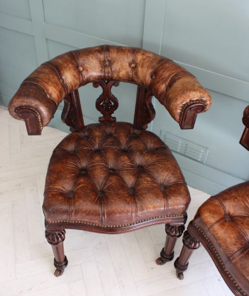 19TH CETURY LEATHER LIABRARY DESK CHAIR - ADDITIONAL PHOTO 4