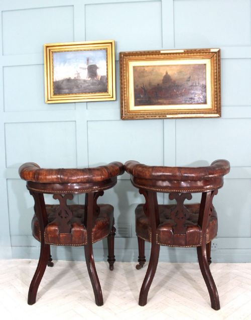 19TH CETURY LEATHER LIABRARY DESK CHAIR - ADDITIONAL PHOTO 5