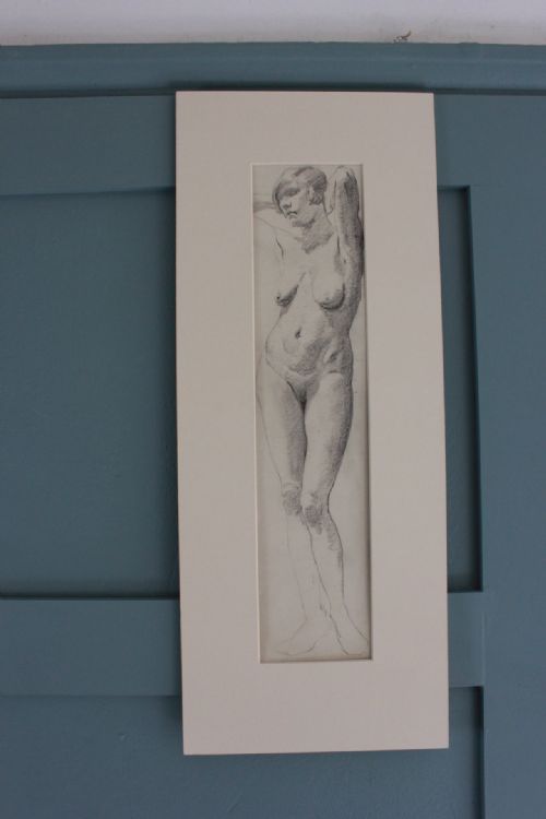 ANTIQUE FEMALE NUDE DRAWING - ADDITIONAL PHOTO 1
