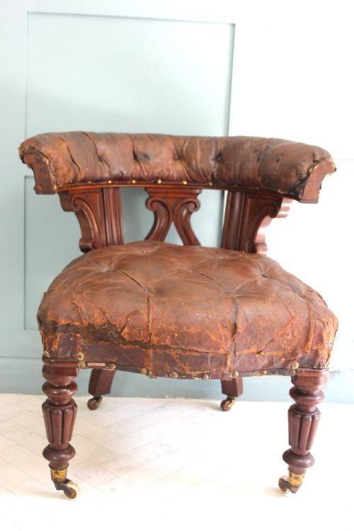 victorian leaqther cockfighting chair - CATEGORY: ANTIQUE CHAIRS - DATED 1870