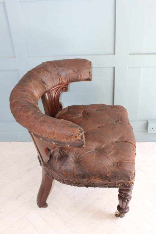 VICTORIAN LEAQTHER COCKFIGHTING CHAIR - ADDITIONAL PHOTO 7