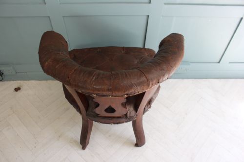VICTORIAN LEAQTHER COCKFIGHTING CHAIR - ADDITIONAL PHOTO 8