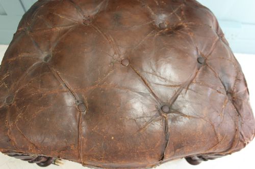 VICTORIAN LEAQTHER COCKFIGHTING CHAIR - ADDITIONAL PHOTO 9
