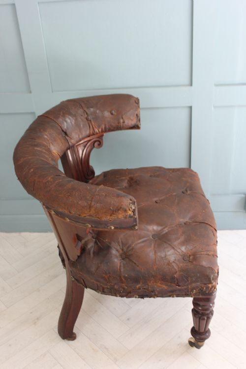 VICTORIAN LEAQTHER COCKFIGHTING CHAIR - ADDITIONAL PHOTO 10