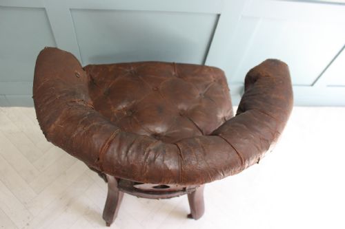 VICTORIAN LEAQTHER COCKFIGHTING CHAIR - ADDITIONAL PHOTO 14