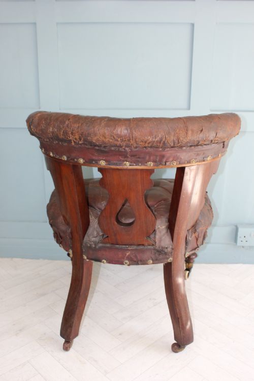 VICTORIAN LEAQTHER COCKFIGHTING CHAIR - ADDITIONAL PHOTO 15