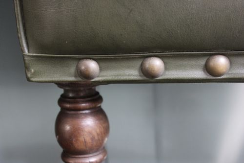 SET OF SIX EDWARDIAN GREEN LEATHERETE DINING CHAIRS - ADDITIONAL PHOTO 9