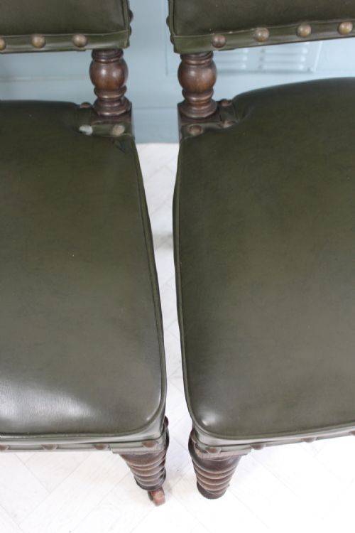 SET OF SIX EDWARDIAN GREEN LEATHERETE DINING CHAIRS - ADDITIONAL PHOTO 12