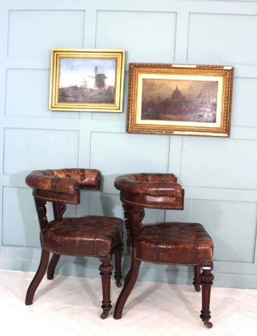 19TH CENTURY PAIR OF LEATHER LIBRARY DESK CHAIRS - ADDITIONAL PHOTO 10