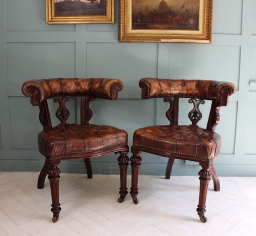 19TH CENTURY PAIR OF LEATHER LIBRARY DESK CHAIRS - ADDITIONAL PHOTO 13