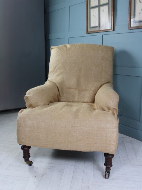VICTORIAN ANTIQUE ARMCHAIR FOR UPHOLSTERY - ADDITIONAL PHOTO 1