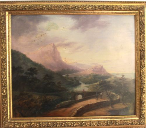MID19TH CENTURY GERMAN SCHOOL MOUNTAINLANDSCAPE PAINTING - ADDITIONAL PHOTO 4