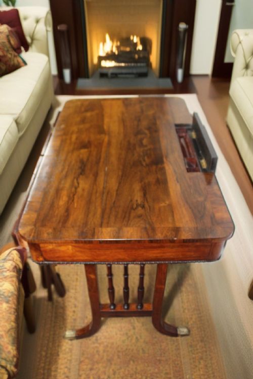 FINE REGENCY ROSEWOOD LIBRARY WRITING TABLE - ADDITIONAL PHOTO 11
