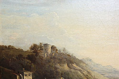 PASTORAL LANDSCAPE IN THE MANNER OF CLAUDE LORRAIN 18TH CENTURY - ADDITIONAL PHOTO 4