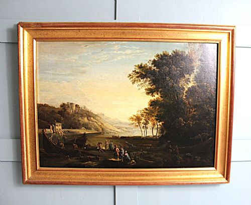 PASTORAL LANDSCAPE IN THE MANNER OF CLAUDE LORRAIN 18TH CENTURY - ADDITIONAL PHOTO 10