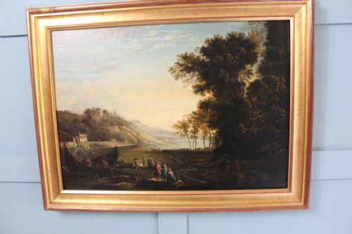 PASTORAL LANDSCAPE IN THE MANNER OF CLAUDE LORRAIN 18TH CENTURY - ADDITIONAL PHOTO 11