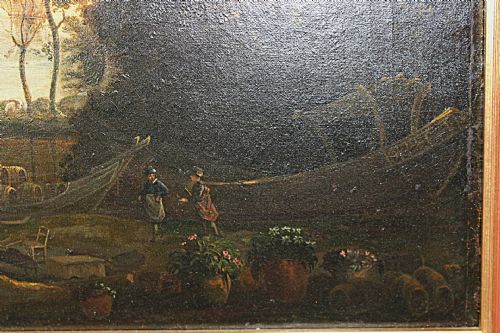 PASTORAL LANDSCAPE IN THE MANNER OF CLAUDE LORRAIN 18TH CENTURY - ADDITIONAL PHOTO 13