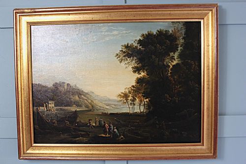 PASTORAL LANDSCAPE IN THE MANNER OF CLAUDE LORRAIN 18TH CENTURY - ADDITIONAL PHOTO 14