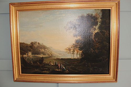 PASTORAL LANDSCAPE IN THE MANNER OF CLAUDE LORRAIN 18TH CENTURY - ADDITIONAL PHOTO 16