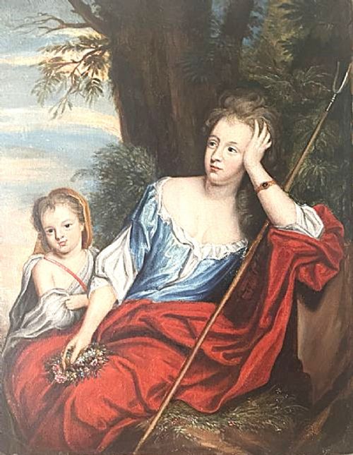 sir godfrey kneller mrs voss and catherine kneller oil canvas - CATEGORY: ANTIQUE ART - DATED 1700