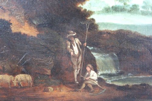 ITALIANATE RIVER LANDSCAPE WITH PASTORAL FIGURES CIRCLE OF RICHARD WILSON - ADDITIONAL PHOTO 5