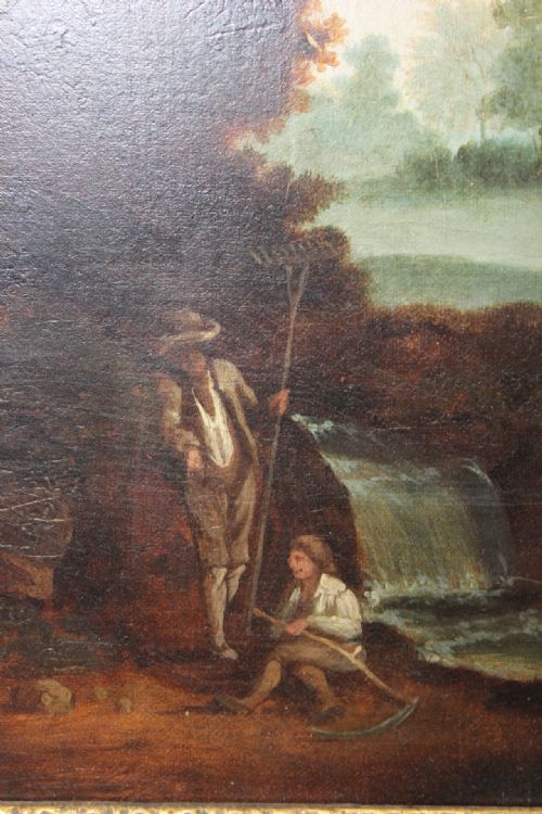 ITALIANATE RIVER LANDSCAPE WITH PASTORAL FIGURES CIRCLE OF RICHARD WILSON - ADDITIONAL PHOTO 7